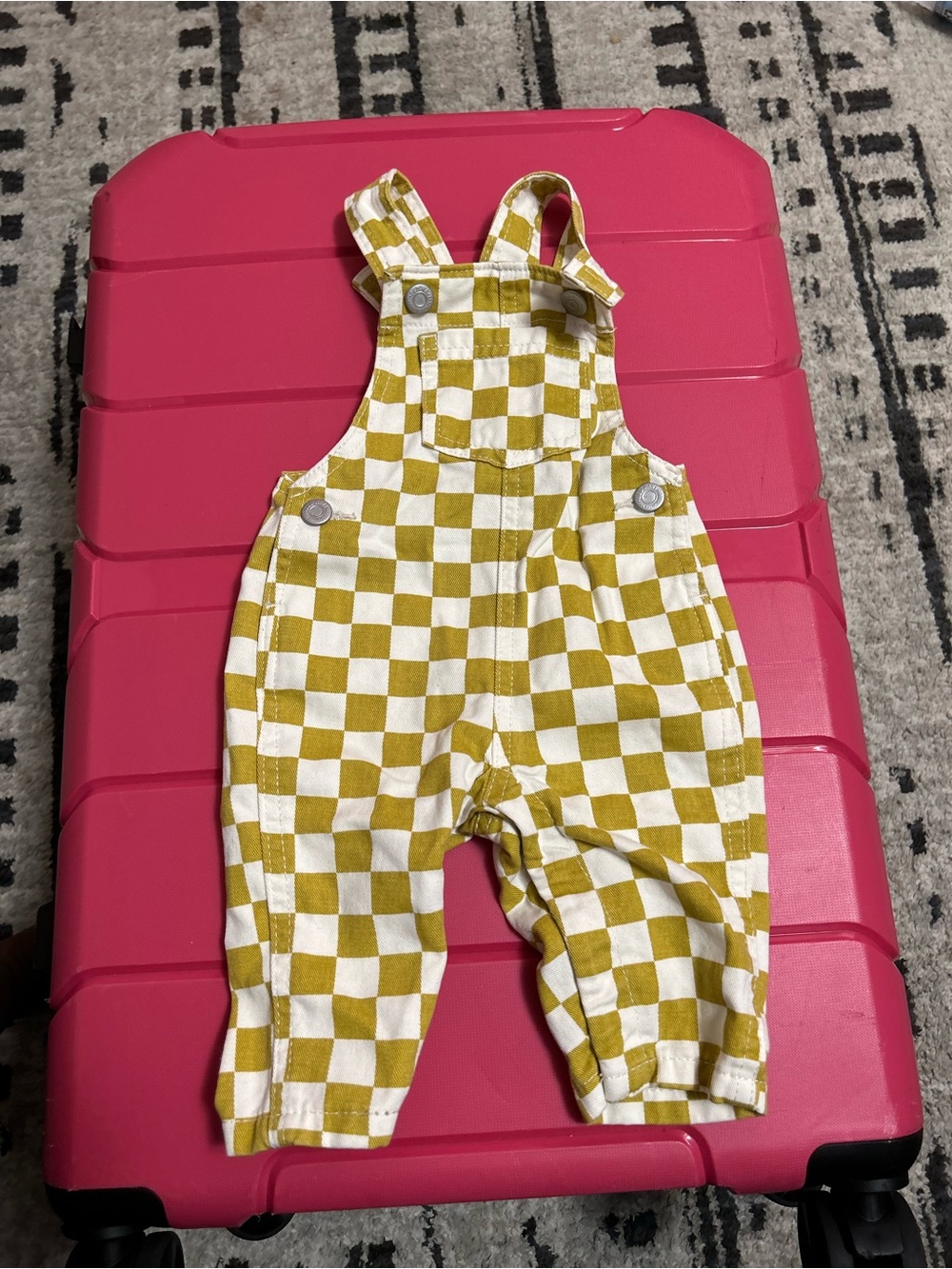 Checkerboard Overalls in Mustard and White - Kids Bottoms